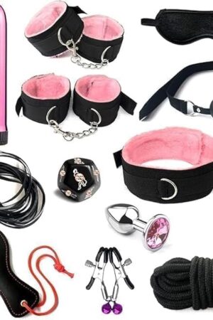 BDSM Bondage Kit Adult Restraints Sex Toys, Neck to Wrist Adjustable Bondage Gear & Accessories, Behind Back Handcuffs Collar with Blindfold Bed Straps Restraints Sex Ropes Sweater Y3
