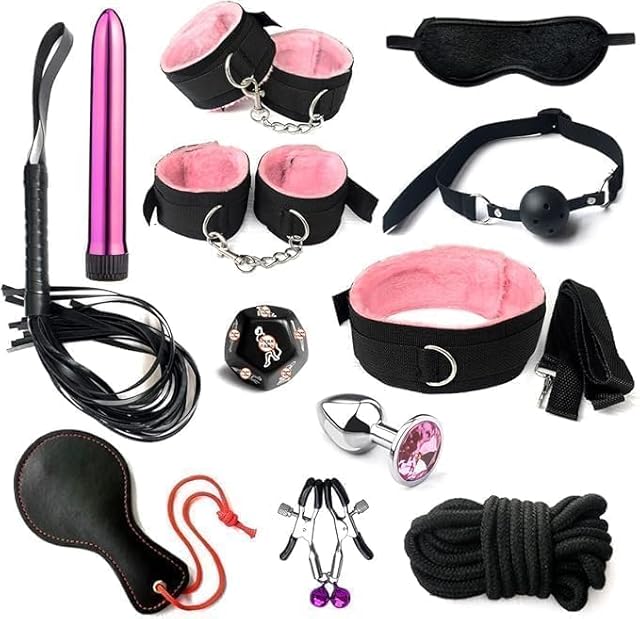 BDSM Bondage Kit Adult Restraints Sex Toys, Neck to Wrist Adjustable Bondage Gear & Accessories, Behind Back Handcuffs Collar with Blindfold Bed Straps Restraints Sex Ropes Sweater Y3