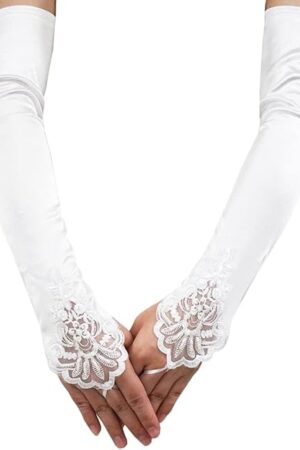 Women's Tulle Super Long Black Mesh Gloves - Sexy Sheer Elbow Length Opera Costume