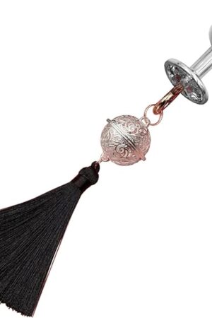 Hollowed-Out Sex Toy Flower Bell Anal Plug Erotic Products Binding and Adjusting Tassels Bell Metal Anal Plug(Black)