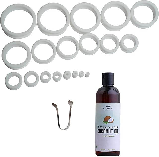 Fore-Stretch Rings (20-Piece-Set) with Cold-Pressed Coconut Oil and 'How to use' Booklet | Lab-Tested | Comfortable | Skin-Friendly Silicone