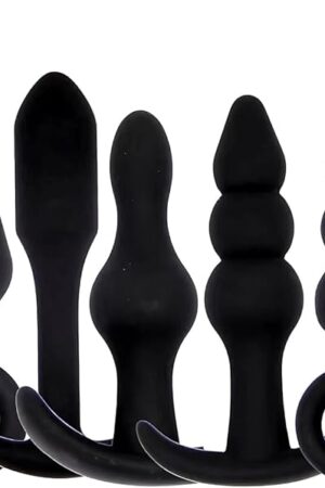 Anal Trainer Set Silicone Butt Plugs, 5PCS Anal Training Kit with Flared Base Prostate Massager Sex Toys for Beginner Mens and Women