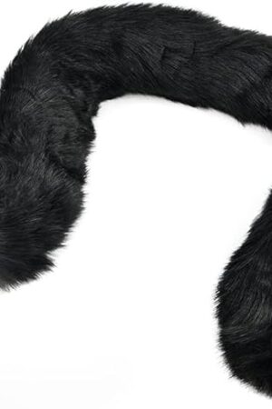 Anal Plug with Smooth Long Fox Tail Butt Sex Toys Role Play Flirting Animal Tail for Couple Black Romi (L)