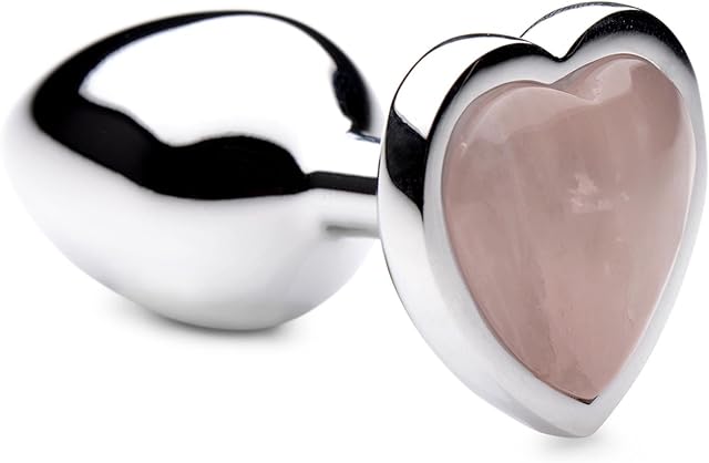 Authentic Rose Quartz Gemstone Heart Anal Plug - Small