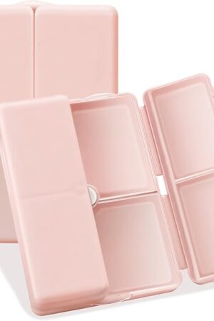 FYY Daily Pill Organizer, 7 Compartments Portable Pill Case Travel Pill Organizer,[Folding Design] Pill Box for Purse Pocket to Hold Vitamins,Cod Liver Oil,Supplements and Medication-Pink