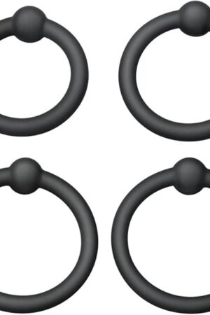 FST 4 Pcs Silicone Penis Ring Set Flexible Cock Rings with Massage Beads for Erection Enhancing Long Lasting Adult Sex Toys for Men
