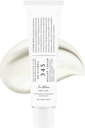 DrAlthea 345 Relief Cream, Daily Face Moisturizer, Blemish Relief Care, Soothing Recovery & Moisture, Korean Vegan Skin Care for All Skin Types, 169 Fl Oz (Pack of 1)