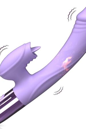 G Spot Rabbit Vibrator Anal Dildo Vibrators with 10 Licking & Powerful Vibration Adult SexToys for Womens & Games Vibradores Rechargeable Heated Woman Sex Toys (Purple)