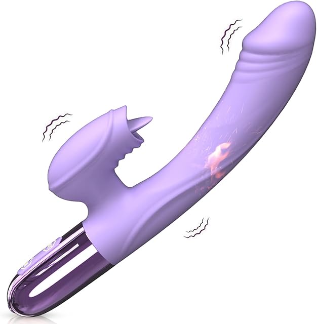 G Spot Rabbit Vibrator Anal Dildo Vibrators with 10 Licking & Powerful Vibration Adult SexToys for Womens & Games Vibradores Rechargeable Heated Woman Sex Toys (Purple)