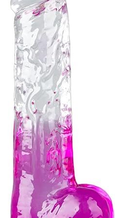 7 Different Sizes Transparant & Purple Realistic Dildo with Strong Suction Cup, Lifelike Waterproof Female Dildo with Textures Adult Sex Toy for Women Men - L