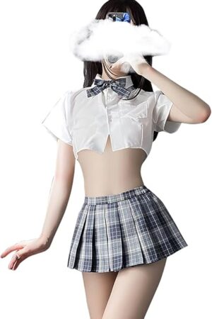 Anime school girl uniform Cute and Sexy Cosplay Lingerie Japanese Underwear Lolita Pleated skirt JK