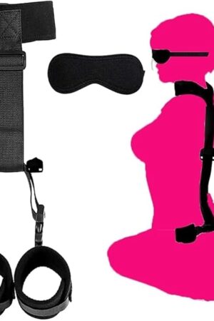 Adult Sex Toys Plush Leather Handcuffs Collars,Bed Ties Restraints Neck to Wrist Restraints Rope kit,Adjustable Bondage Gear & Accessories,Couple SM Sex Game Tool Yoga Sweater t29, Black