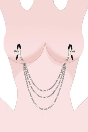 BDSM Nipple Toys Nipple Clamps with Chains, Sex Restraints Adult Sex Toys for Men Sexual Pleasure Tools for Women, Kink Fetish Accessories Sex Furniture for Bedroom, Nipple Stimulator Clip Sex Games