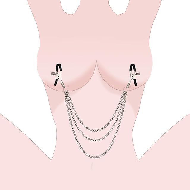 BDSM Nipple Clamps Couples Sex Toys, Bondage Gear & Accessories Sex Restraints, Nipple Clips for Adult Play Adjustable Clamps with Chains Stimulates Women, Sensory Game Play Adult Toys for Bedroom Fun