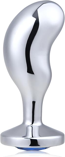 Anal Plug Metal Butt Trainer with Crystal Jewelry Prostate Massage G Spot Stimulation Masturbation Sex Toys for Women Men and Couples (L)