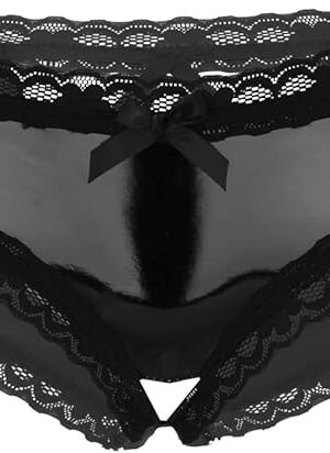 Women's Shiny Latex Booty Shorts High Waisted Zipper Crotch Cheeky Hot Pants Sexy Brief Bottoms