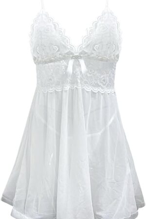 Heart Lace Babydoll Lingerie,Backless Sexy Night Gowns For Women,Sheer Nightgown Valentines Wedding Night