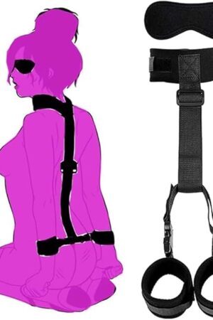 BDSM Bondage Kit Adult Restraints Sex Toys, Neck to Wrist Adjustable Bondage Gear & Accessories, Behind Back Handcuffs Collar with Blindfold Bed Straps Restraints Sex Ropes for Couples Sweater T6