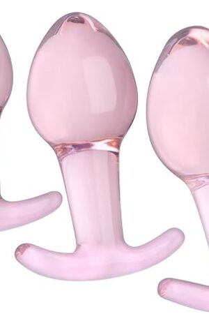 Anal Butt Plug Training Kit 3 Pcs Crystal Anal Trainer with Enlarged Base Anal Adult Sex Toy for Men Women Couple Masturbation