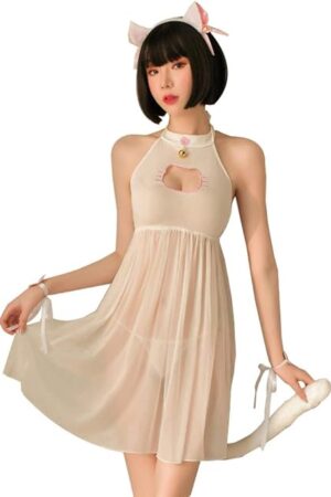 Women Lingerie Sexy Transparent Dress Japanese Sexy Catwoman and Rabbit Female Cosplay Lingerie Set
