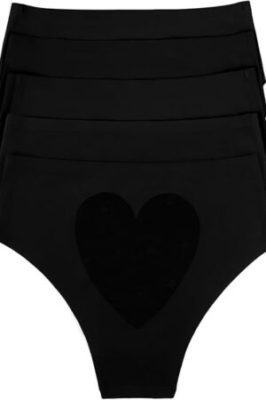 Women's No Show Cheeky Underwear High Waisted Seamless Cut-out Bikini Panties Pack