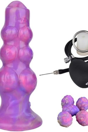 Knotted Monster Dildo Ovipositor Dildo Hollow Tunnel with 5 Eggs, Adult Sex Toy for Women, Couples, 6.89'' Luminous Wolf Knotted Dildo Women Sex Toys - Large Luminous Egg