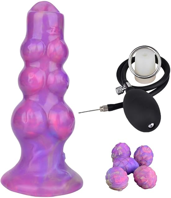 Knotted Monster Dildo Ovipositor Dildo Hollow Tunnel with 5 Eggs, Adult Sex Toy for Women, Couples, 6.89'' Luminous Wolf Knotted Dildo Women Sex Toys - Large Luminous Egg
