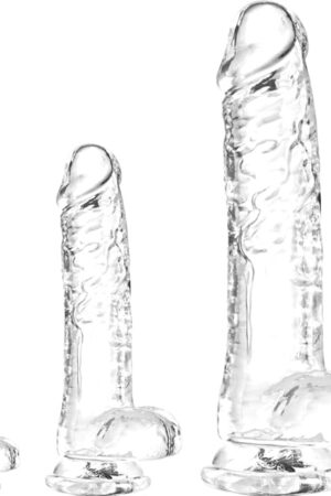 Clear Realistic Dildo Set - 3 Sizes (Small Big Huge) Suction Cup Dildo Anal and Vaginal Pleasure,Realistic Penis,Large Dildo with Ball,Suitable for Beginners to Advanced Users(6'' 8'' 11'')