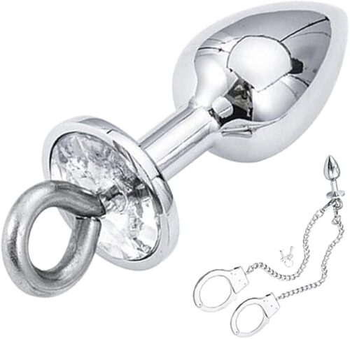 Handcuff Anal Plug Butt Bondage Metal Restraint Fetish SM BDSM Adult Sex Toy Long Chains Stainless Steel for Couples and Lover