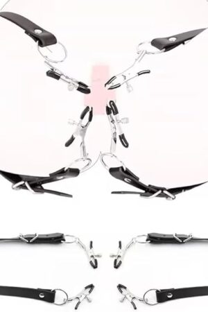 BDSM Toys Spread Labia Spreader Straps with Clamps, Sex Bondage Restraints Pussy Spreader Nipple Clamp G-Spot Stimulation Oral Sex Clitoris Clip, Fetish SM Sex Toys for Women Couples Beginners