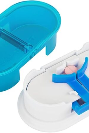 EQUADOSE Pill Cutter, Professional Medical Pill Splitter for Large, Small, and Tiny Pills, Double Stainless Steel Blades & Centering Device, Ideal for Cutting Tablets, Vitamins in Half or Quarter