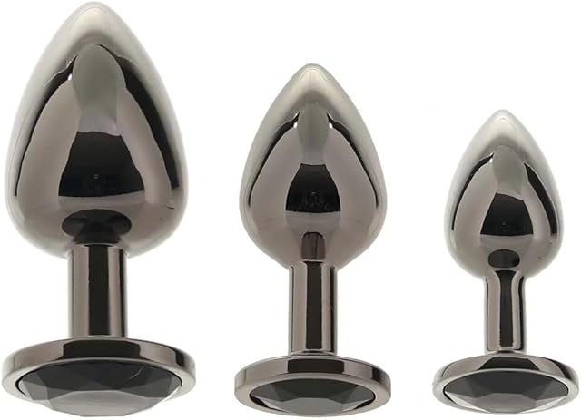 Black Gem Anal Plug Set with Lube 1oz | Butt Plug | Anal Toys | P-Spot | Anal Beads