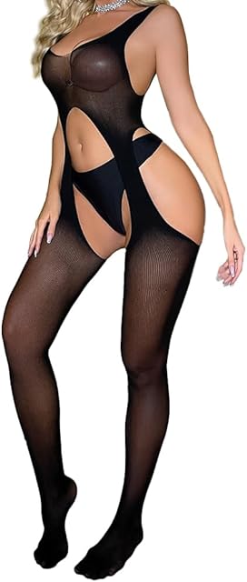 Women Sexy Bodystocking Suspenders Sheer Lingerie Tights Transparen One PieceBodysuits