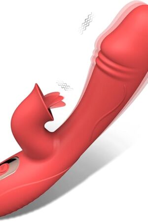 Clitoral G-Spot Vibrator Tongue Licking Toy for Women Pleasure,Waterproof Tongue Rose Sex Toy,Dildo Vibrator Rabbit Clitoris Stimulator for Beginner Adult Sex Toys with 5 Speeds 12 Vibrations