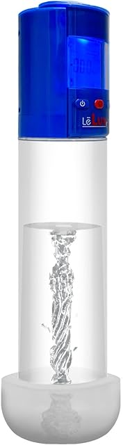 LeLuv Smart Programmable iPump Penis Pump LCD-Screen, Rechargable, Blue Head + 9 Inch Clear Cylinder + Magic Sleeve