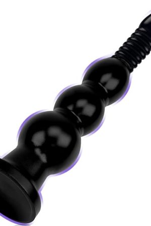 14.76 inch Anal Beads Trainer with Suction Cup Black Silicone Butt Plug Cone Anal Stretcher Prostate Massager Dilator Sex Toy for Women Men Masturbation (L)