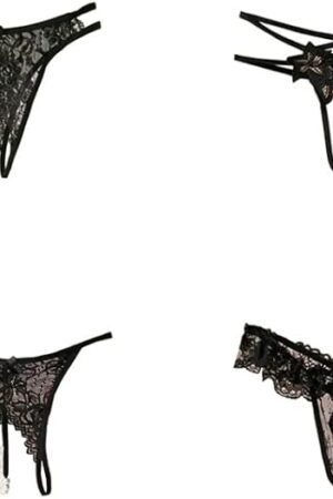 Women's Black Lace G-string Underwear Multi Pack Sexy Stretchy Cute Lingerie Thong Panties