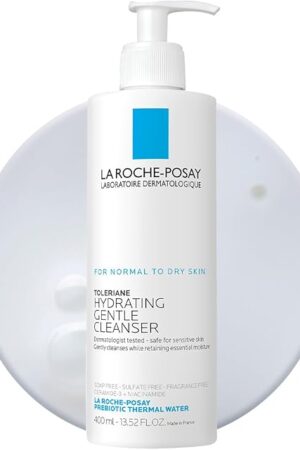 La Roche-Posay Toleriane Hydrating Gentle Face Cleanser, Hydrating Facial Cleanser With Niacinamide + Ceramides, Daily Face Wash For Dry Skin To Normal Skin, Sensitive Skin Tested, Fragrance Free