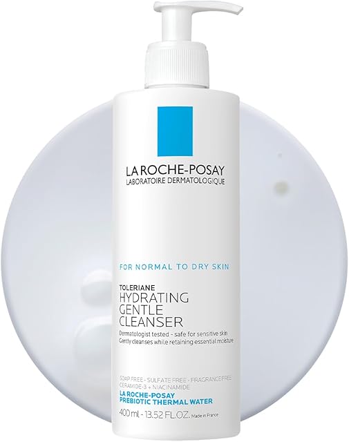 La Roche-Posay Toleriane Hydrating Gentle Face Cleanser, Hydrating Facial Cleanser With Niacinamide + Ceramides, Daily Face Wash For Dry Skin To Normal Skin, Sensitive Skin Tested, Fragrance Free