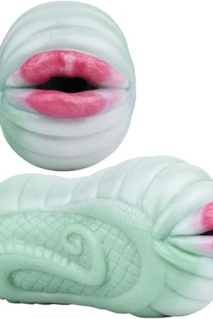 Green Silicone Male Masturbator Vaccum Cup with Snake Textures, Fantasy Men Pocket Stroker Masturbator with 3D Inner Textures Adult Sex Toy for Men