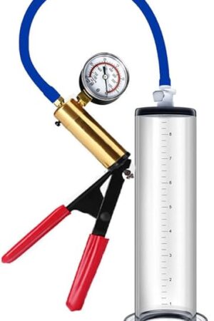 9"" x 175"" Penis Pump with Vacuum Gauge Red&Blue Handle, Vacuum Penis, Manual Penis Pump for Men, Penis Bigge Size