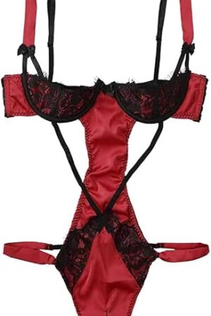 Women's Lingerie Set, Sexy Lace Bodysuit, Breastless Bra, Top Butt Open, G-String Thong, Babydolls, Corset, Clubwear