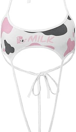 Women's Cute Kawaii Anime Lingerie Swimwear Sexy Thong Bodysuit Teddy Sling Shot Self Tie Straps Bathing Suit
