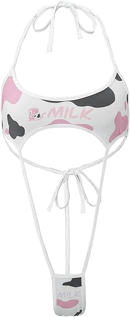 Women's Cute Kawaii Anime Lingerie Swimwear Sexy Thong Bodysuit Teddy Sling Shot Self Tie Straps Bathing Suit