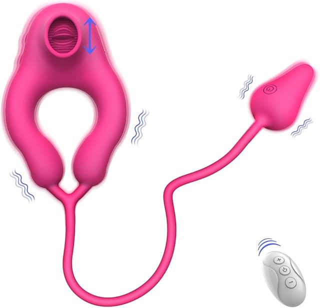 Vibrating Cock Ring Silicone Male Penis Rings with Bullet Vibrator Clitoral Stimulator with 10 Licking & 10 Vibration Modes Delayed Rings Longer Stronger Erection Pleasure Couple Vibrator Romi