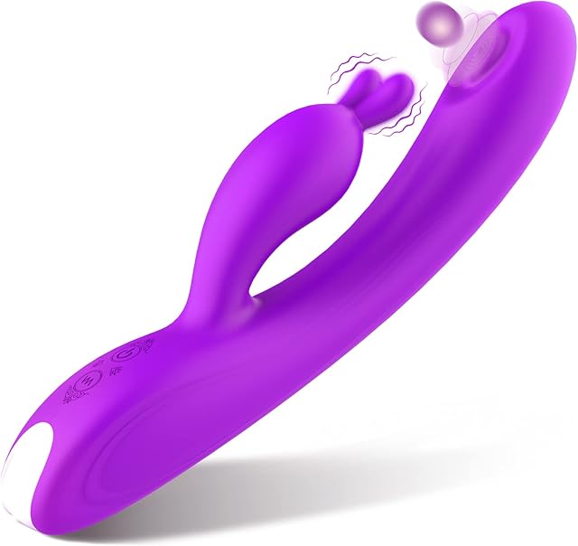 G Spot Rabbit Vibrator,Clitoral Stimulator Massager with Flapping Strong Pulsation,Adult Toys with 9 Powerful Vibrations Dual Motor,Waterproof & Rechargeable Sex Toys for Women or Couple Fun (Purple)