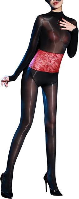 Women Men Sexy 8D Oil Shiny Bodystocking Long Sleeve Bodysuit Nylon Sheer Catsuit Full Body Stocking