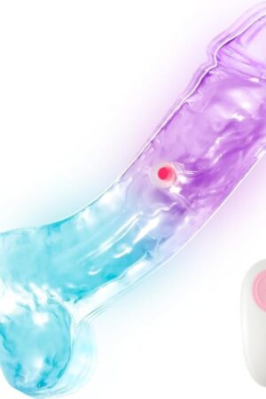 7 Inch Clear Glowing Dildo Vibrator with Suction Cup, Adult Sex Toy for Women with 10 Vibrating Modes, Remote Control, Realistic Dildos Vibrators for Men, Gay Sex Toys for G-Spot Anal Vagina