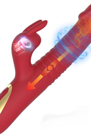 Vibrator Thrusting Dildo for Women - G Spot Vibrator Clitoral Stimulator Sex Toys Thrusting Vibrator with 9 Vibration 7 Thrust Mode, Rabbit Vibrators Female Adult Sex Toy for Women and Couple (Red)