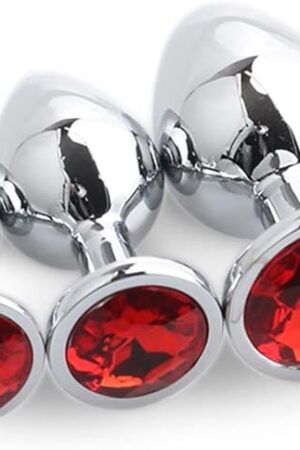 3pcs Anal Plug Jeweled Butt Plug Prostate Anal Sex Toys Butt Plug Trainer Kit with Crystal Diamond Beginner Anal Toy for Adult Unisex(red)